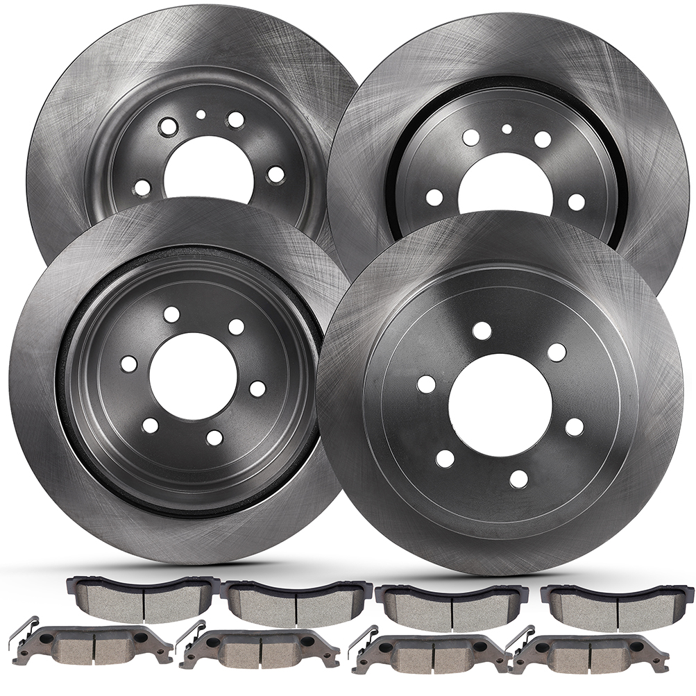 Front & Rear Slotted Brake Rotors & Ceramic Pads Kit For MKZ, Mazda 6, Ford Fusion