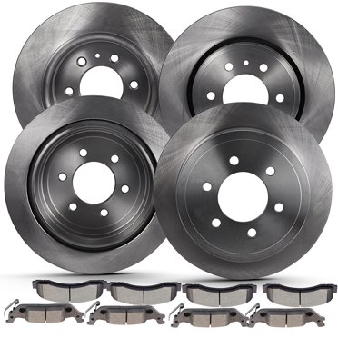AutopartsMAXonline Front & Rear Slotted Brake Rotors + Ceramic Pads Kit For MKZ, Mazda 6, Ford Fusion