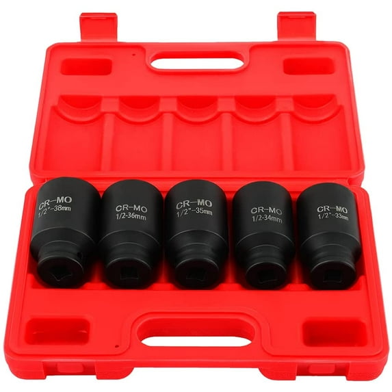 ECCPP 5-Piece 1/2 Inch Drive Deep Impact Axle Hub Socket Set Fit For ...