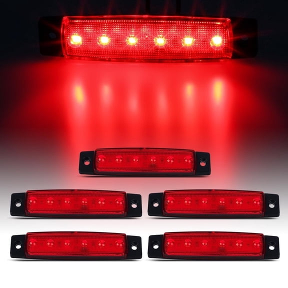 ECCPP 5x 3/8" 6 LED Truck Bus Boat Trailer Side Marker Indicators Light Lamp Red