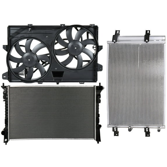 ECCPP 621-392 Cooling Fan*1 + 2937 Radiator*1 + 3656 Condenser*1 Replacement for 2007-2012 for Ford for Edge 2007-2011 for Lincoln for MKX