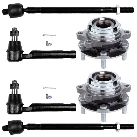 ECCPP - 6PCS Front Inner Outer Tie Rod End Wheel Hub Bearing Compatible Fit 2004-2009 For Nissan Quest Suspension Kit