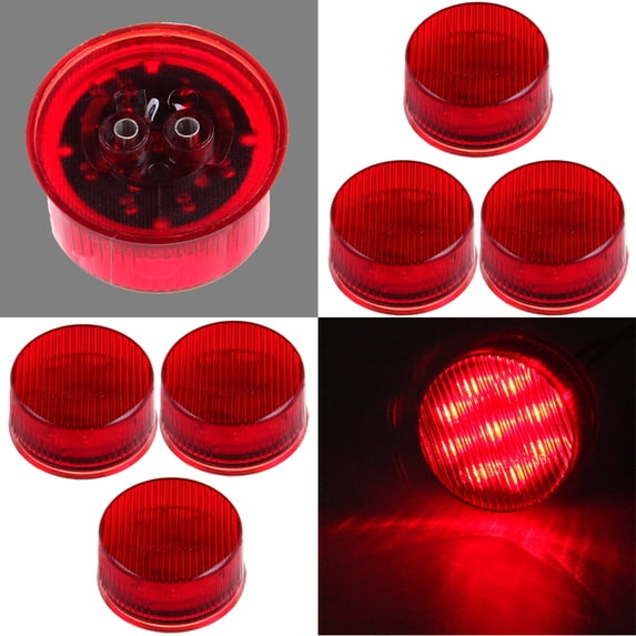 ECCPP 6Pcs Red Led 12V Round Side Marker Light Clearance Lamp Assembly Trailer Truck