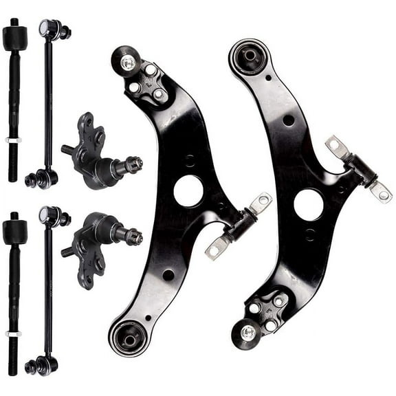 ECCPP - 8PCS Front Lower Control Arm And Ball Joint + Front Sway Bar End Link + Inner Tie Rod End + Lower Ball Joint Driver Passenger Side Compatible With 04-10 For Toyota Sienna Suspension Kit