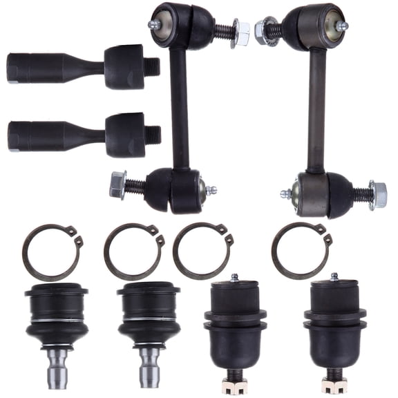 ECCPP - 8PCS Rear Sway Bar Link + Lower & Upper Ball Joint + Inner Tie Rods Fit 02-07 For Buick Rainier For Chevy Trailblazer EXT For GMC Envoy XL XUV Ascender Bravada For Saab 9-7x Suspension Kit