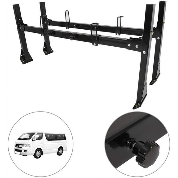 ECCPP Black VAN 2 Bar Ladder Roof Rack FOR Ford Econoline Van Fullsize 350lb Steel Fits select: 1997-2018 CHEVROLET EXPRESS G2500, 2011 CHEVROLET EXPRESS G3500 LS