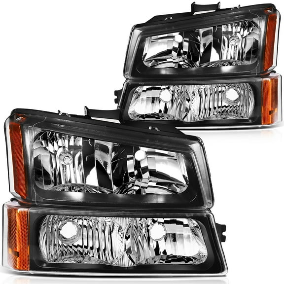 ECCPP Car Headlight Assembly 2003-2006 For Chevrolet Avalanche 1500 2500 For Silverado 2500 HD 2003 2005 2006 For Silverado 1500 HD Headlamps Black Housing Clear Lens 15199556