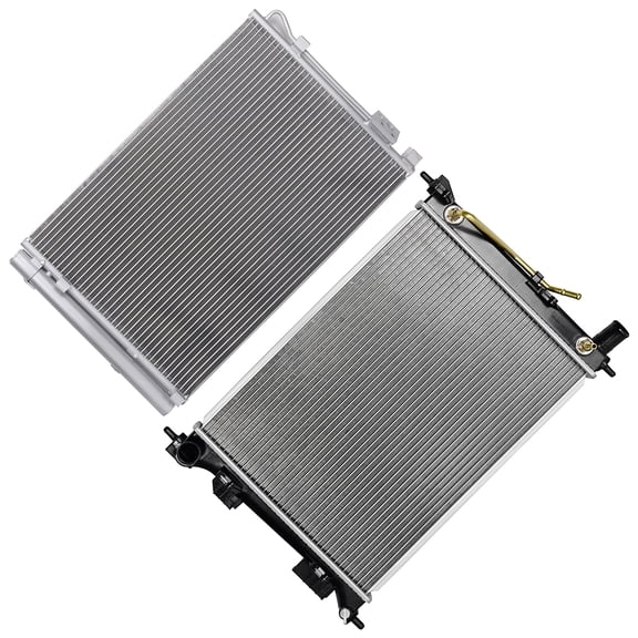 ECCPP Car Radiator and A/C Condenser Fits for Kia for Rio 2012-2013 for Hyundai for Accent 2012-2013 13253CU13253,RK1682 253101R150 3979,976061R000,976062V000,HY3030149