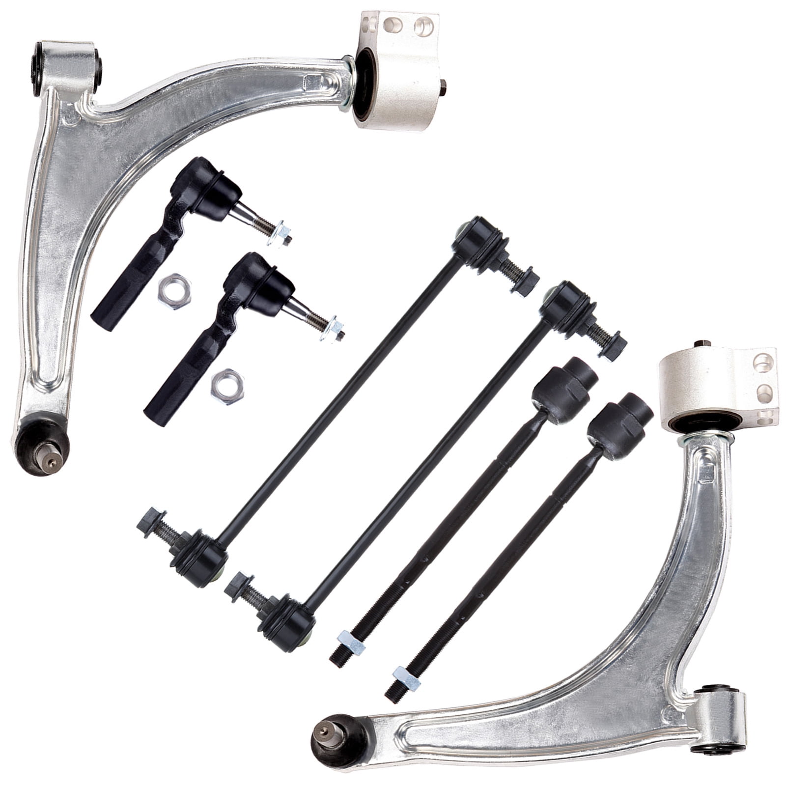 ECCPP Control Arm Kit 04 05 06 07 08 09 For Chevy For Malibu 05 06 07 08 09 10 For Pontiac G6 07 08 09 For Saturn Aura - Inner Tie Rod Ends Lower Control Arms Outer Tie Rod Ends Front Sway Bar Links
