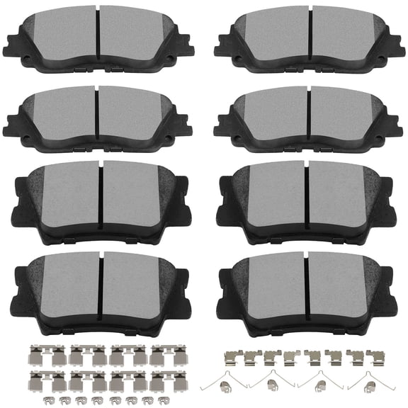 ECCPP D2076-9311, D1212-9312 8pcs Front & Rear Ceramic Dics Brake Pads Set Fit for 2018 2019 2020 for Toyota for Camry