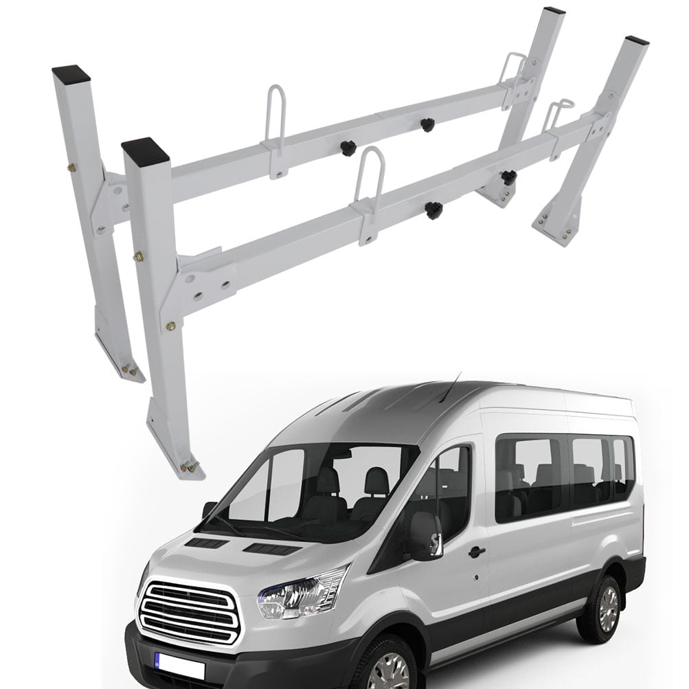 ECCPP For Chevy Express GMC Van 2 bar Ladder Roof Racks Steel White Rack cross bars