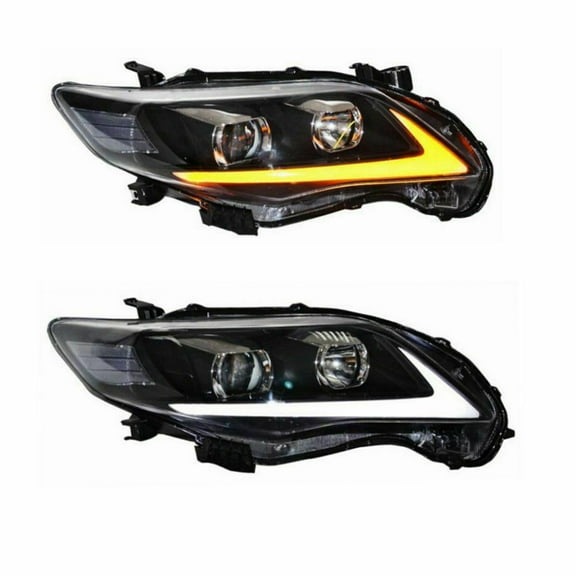 ECCPP For Toyota Corolla 2011 2012 2013 Black Projector Headlights with LED Bar DRL