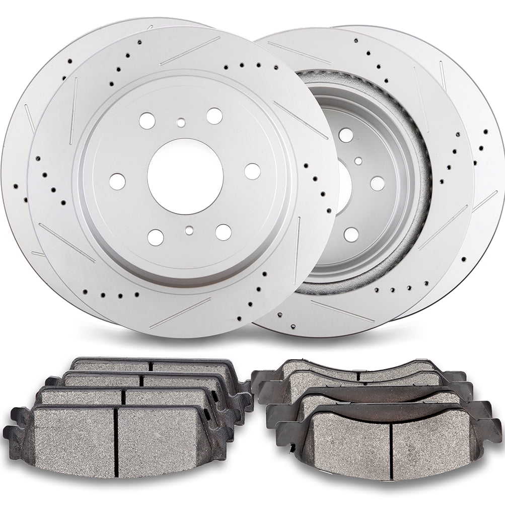 ECCPP Front Rear Brakes Rotor and Ceramic Brake Pad fit for Cadillac
