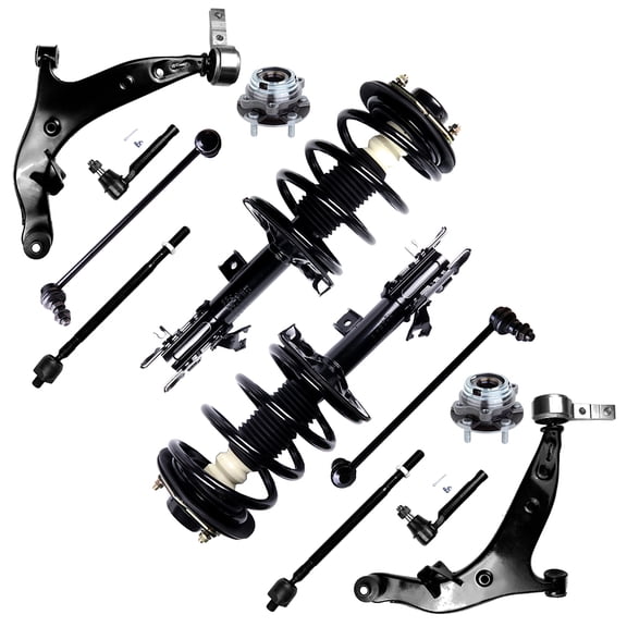 ECCPP Front Strut Spring Assembly, Front Wheel Hug, Control Arm and Ball Joint Assembly, Stabilizer Bar Link Kit, Tie Rod End Fit for 2004 2005 2006 2007 2008 2009 for Nissan Quest Set of 12