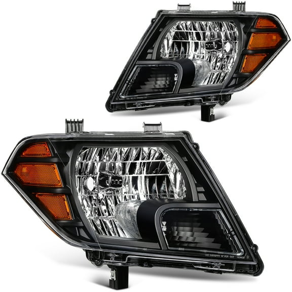 ECCPP Headlight Assembly Fit 2009-2019 For Nissan Frontier Pair Headlamps Black Housing 26060-ZL40A(Bulbs Not Included)