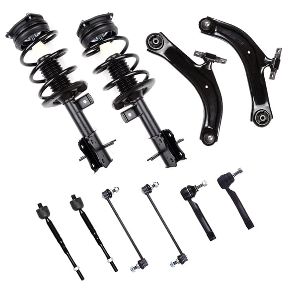 ECCPP Front complete strut, Stabilizer Bar Link, Control Arm and Ball Joint Assembly, Tie Rod End Fit for 2007-2012 for Nissan Sentra Set of 10