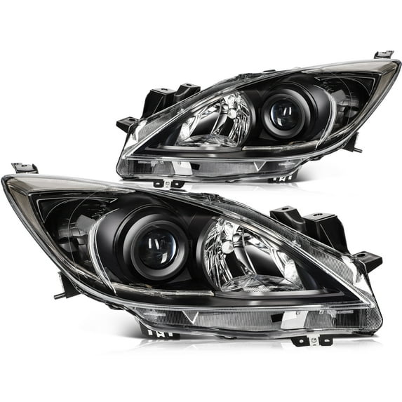 ECCPP Headlight Assembly Black Housing Clear Reflector Clear Lens For Mazda 3 2010 2011 2012 2013
