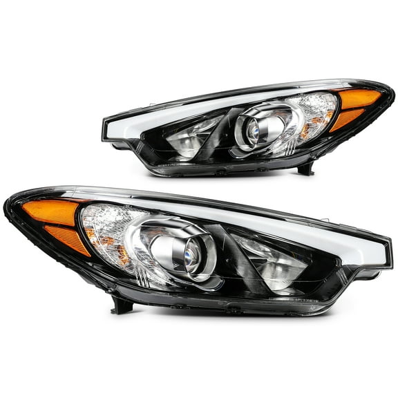 ECCPP Headlight Assembly Fit 2014-2016 for Kia Forte for Kia Forte5 Chrome Housing Pair Headlights 92101A7200