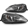 thumbnail image 1 of ECCPP Headlight Assembly Pair For Honda Civic 1999-2000 Black Housing Amber Reflector Clear Lens Driver and Passenger Side, 1 of 5