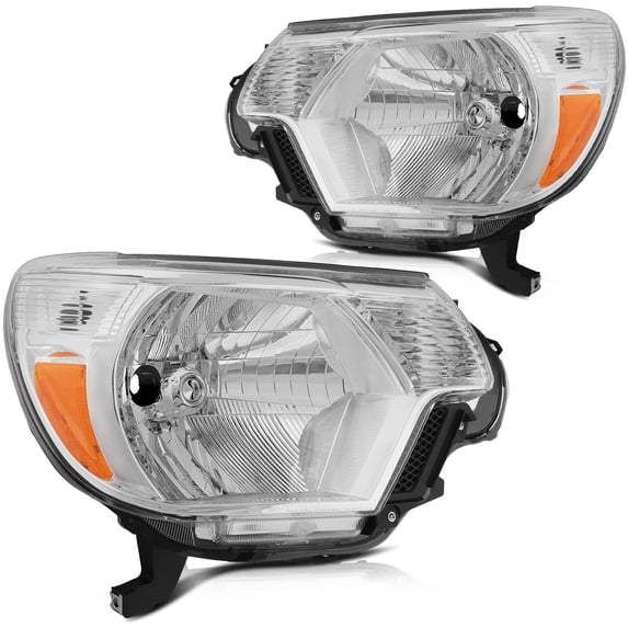 ECCPP Headlight Assembly Pair For Toyota Tacoma 2012-2015 Chrome Housing Amber Reflector Clear Lens Driver and Passenger Side