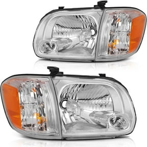 ECCPP Headlight Assembly For Toyota Sequoia 2005-2007,For Toyota Tundra 2005-2006 Headlamps Chrome Housing Amber Reflector Clear Lens TO2503158 (Double Cab 4 Door Only)
