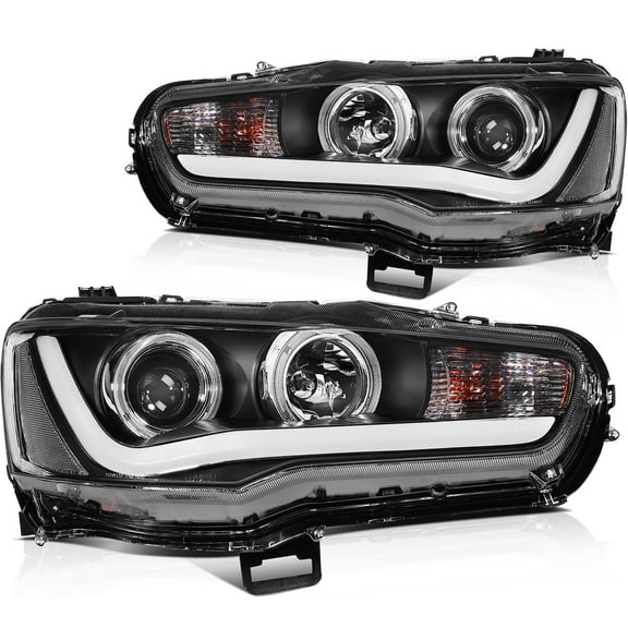 ECCPP Headlight Assembly for Mitsubishi Lancer 2008-2017 Driver and Passenger Side Headlamps LED Turn Signal with DRL LED with Projector Lens