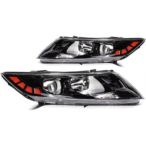 ECCPP Headlight assembly Fit 2011-2013 for Kia Optima Black Housing Amber Reflector Pair Headlights 921012T121
