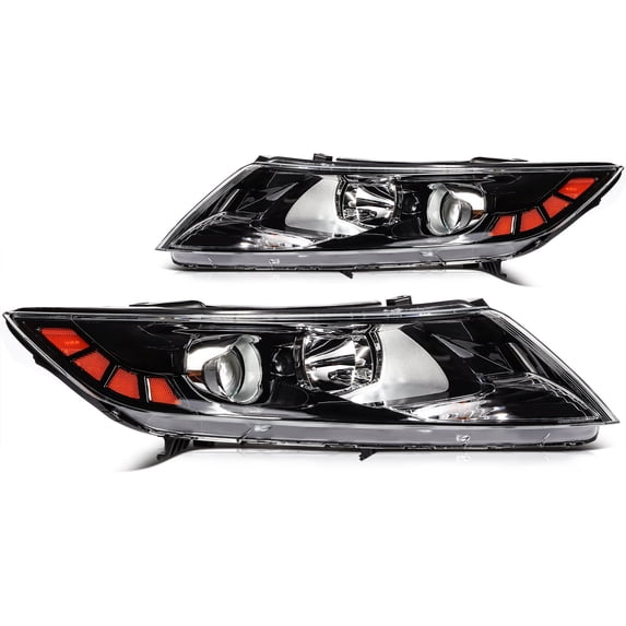 ECCPP Headlight assembly Fit 2011-2013 for Kia Optima Black Housing Amber Reflector Pair Headlights 921012T121