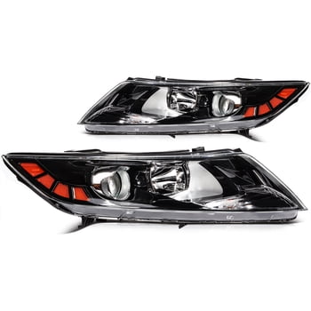 ECCPP Headlight assembly Fit 2011-2013 for Kia Optima Black Housing Amber Reflector Pair Headlights 921012T121