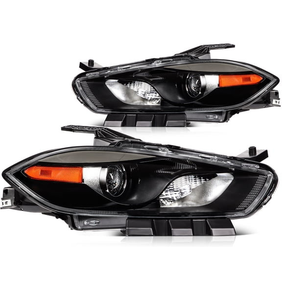 ECCPP Headlight assembly Fit 2013-2016 for Dodge Dart Black Housing Amber Reflector Pair Headlights CH2502240