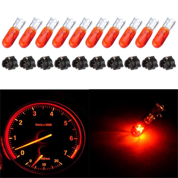 ECCPP Instrument Cluster Dash Panel Lights with Twist Lock Socket T5 Yellow Halogen Lights Bulbs T5-Twist Lock 17, 18, 27, 37, 58, 70, 73, 74, 79, 85, 86, 206, 207, 286, 306, 307, 308, 406, 407 2721