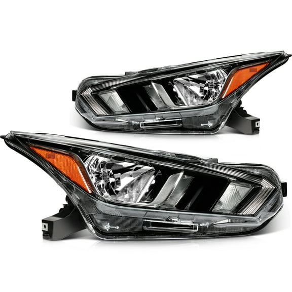 ECCPP Left Side Headlight Assembly Fit with 2020-2021 for Nissan Versa 1.6L Headlight Chrome Housing Amber Reflector OE:26060-5EE0A NI2502273 26010-5EE0A NI2503273 (Bulbs Not include)