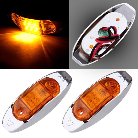 ECCPP Marker Light 2 PCS Universal Waterproof Oval Lens Amber 6 Diode Side Marker Clearance Light Trailer Truck