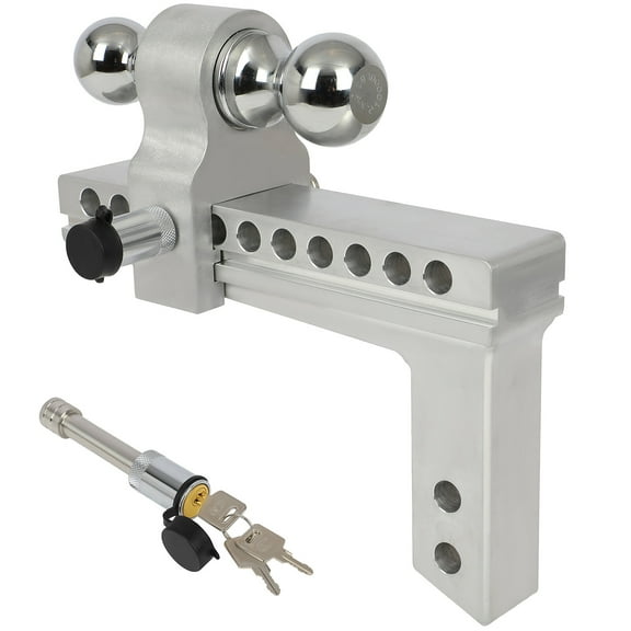 ECCPP NEW 10" Adjustable Aluminum Trailer Hitch 2" Receiver Dual Ball Mount Drop/Rise Lock