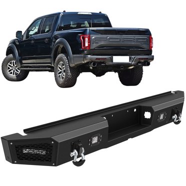 ECCPP Heavy Duty Steel Rear Bumper With LED Lights And D-Rings For Toyota Tacoma 2005-2015 – Black Powder Coated, Bolt-On Installation