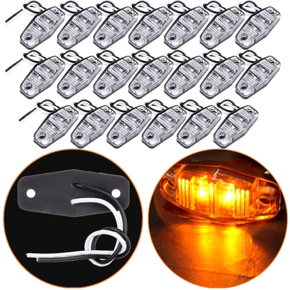 ECCPP Pack of 20 Trailer 2 Diode Clear/Amber LED Light Universal Mount Clearance Side Marker