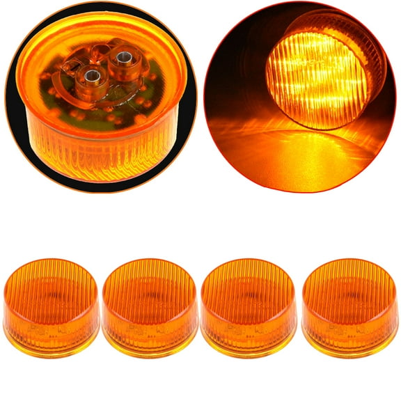 ECCPP Pack of 4 Amber Round 2" 9 LED Truck Trailer Side Marker Clearance Light Waterproof 12V