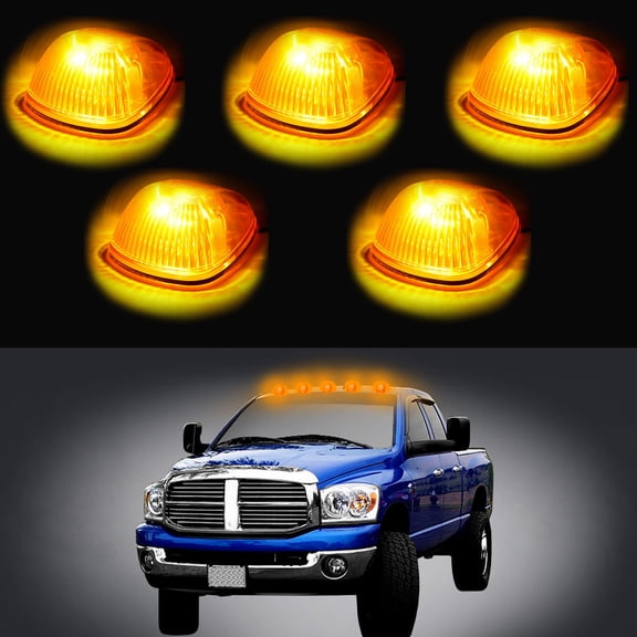 ECCPP Pack of 5 Amber Cab Roof Top Marker Running Lamps w/Xenon White 6 LEDs 5730 SMD Light Bulb For Truck Pickup 4x4 SUV