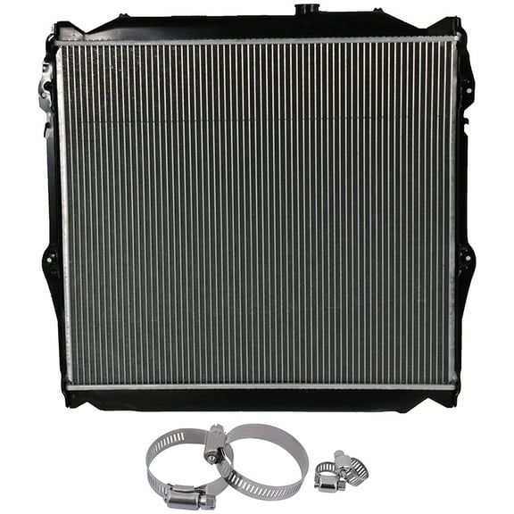 ECCPP Radiator for 1997 1998 1999 2000 2001 2002 for Ford E-250 Econoline Extended Cargo Van Base and 4 pcs Oil Hose Clamps