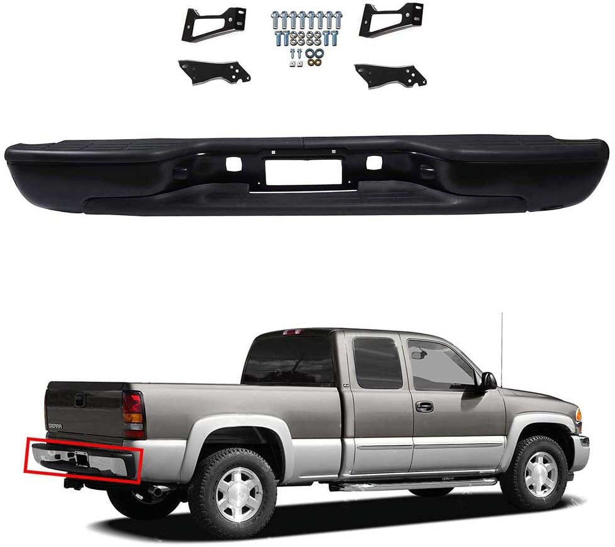 ECCPP Rear Bumper Fit for 1999-2006 for Chevrolet Silverado 1500,1999-2006 for GMC Sierra 1500 2007 for GMC Sierra 1500 Classic 1999-2004 for GMC Sierra 2500 ( With License Plate Lights) Black