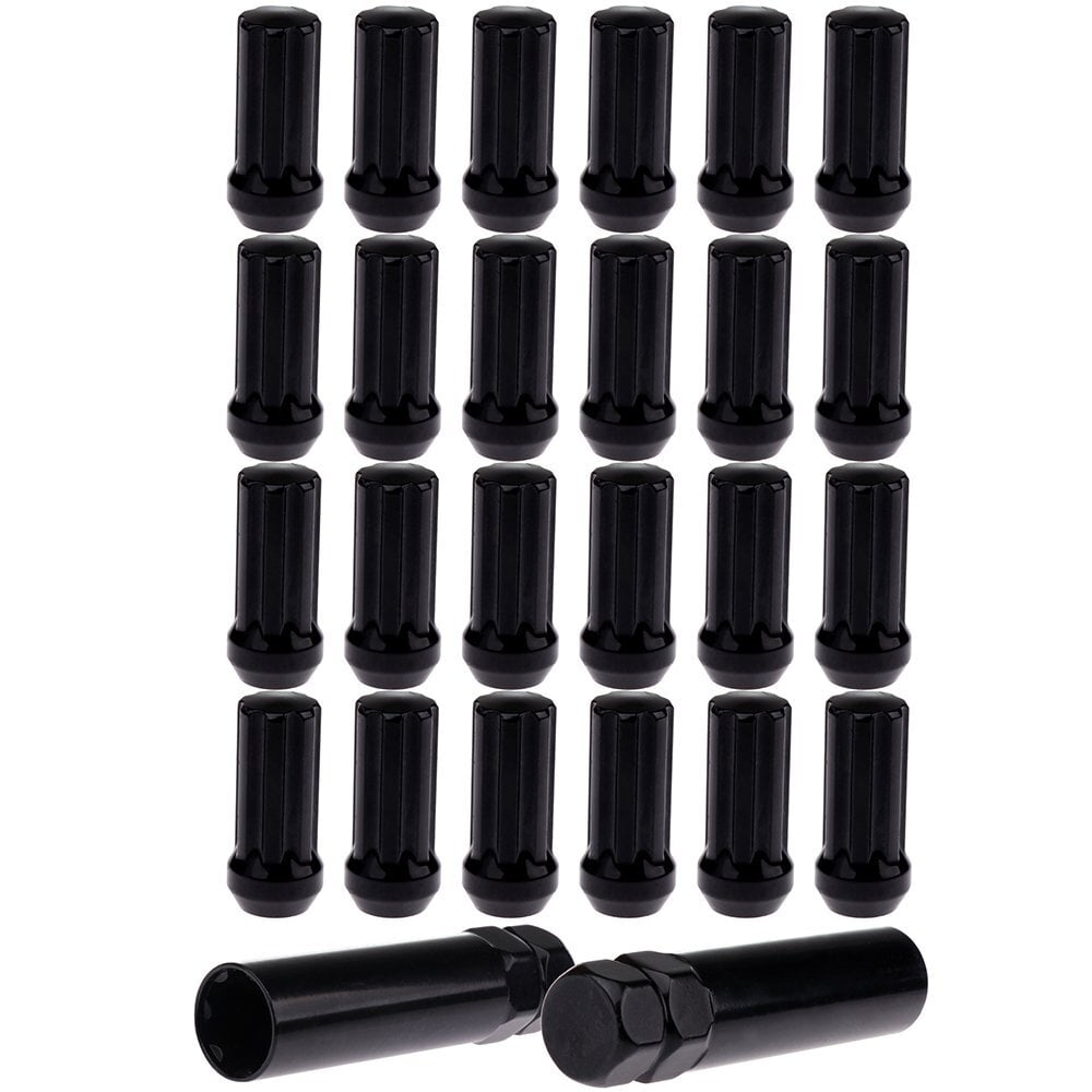 ECCPP Replacement for Wheel Lug Nuts 24 Pieces +2 Keys 14x2.0 Black Spline Bulge Acorn Drive Close End 3/4" Socket Key Lug Nuts for Ford Expedition/for F-150/Heritage for Lincoln Mark LT/ 1997-2014
