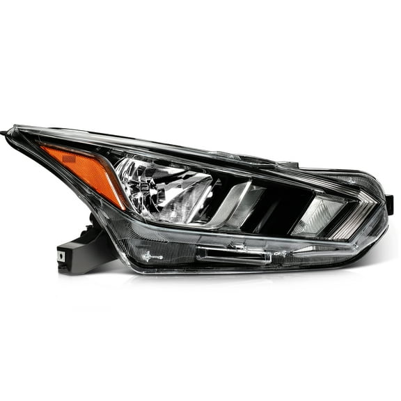 ECCPP Right Side Headlight Assembly Fit with 2020-2021 for Nissan Versa 1.6L Headlight Chrome Housing Amber Reflector OE:26010-5EE0A,NI2503273 (Bulbs Not include)