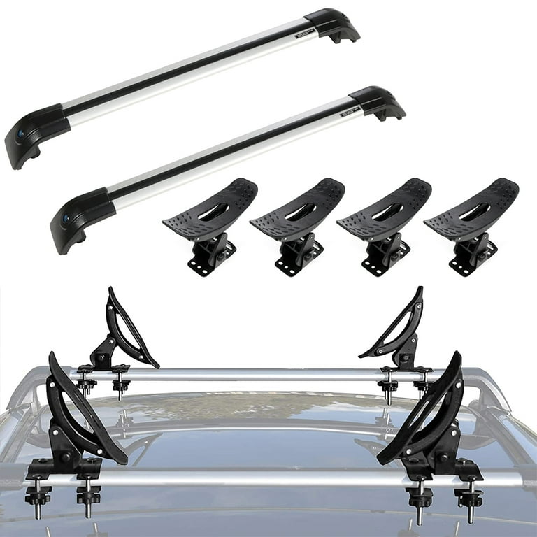 ECCPP Roof Top Cross Bar w Kayak Rack Set Fit for Hyundai Santa Fe 2013 2017 Aluminum 2x Roof Rack 4x Car Roof Saddle Rack Cargo Carrier
