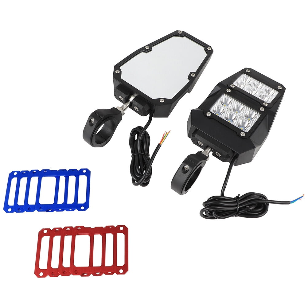 ECCPP Side View Mirrors Fit for Polaris for RZR XP 1000 for RZR 900 with 1.5-2 Inch Roll Bar Cage Offroad Side View Mirrors with LED Spot Light