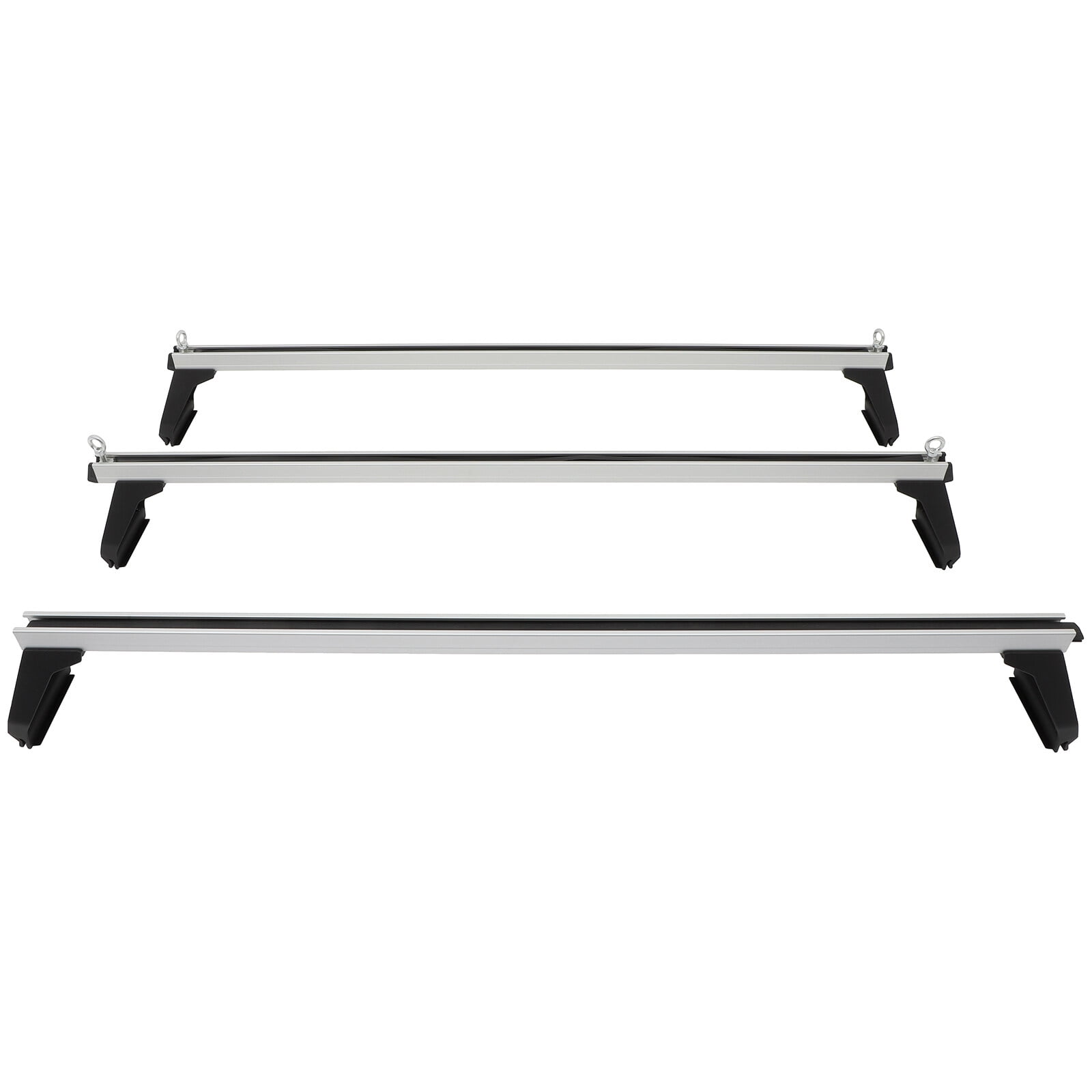 ECCPP Silver 3 Bars Pickup Truck Bed Ladder Rack Universal Fits Heavy Duty Roof Racks For Gutter Rail Mount Vehicles