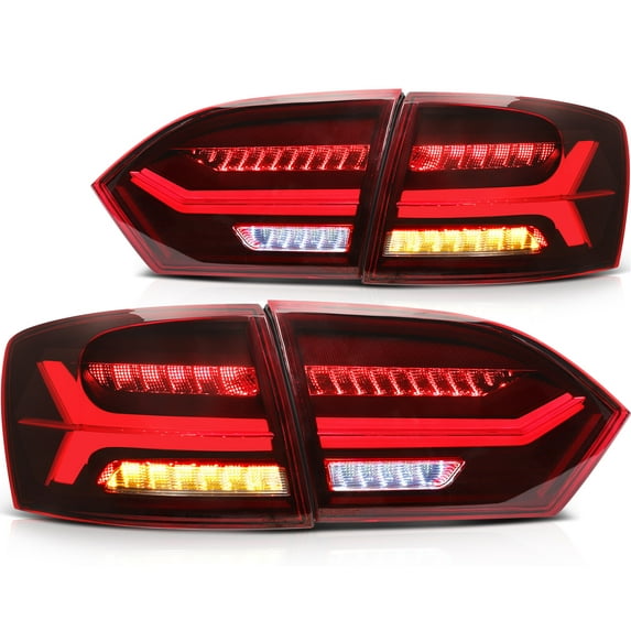 ECCPP Tail Lights for Volkswagen For Jetta 2011-2014 Driver and Passenger Side Lamps LED Sequential Turn Signal with DRL LED with LED Lens