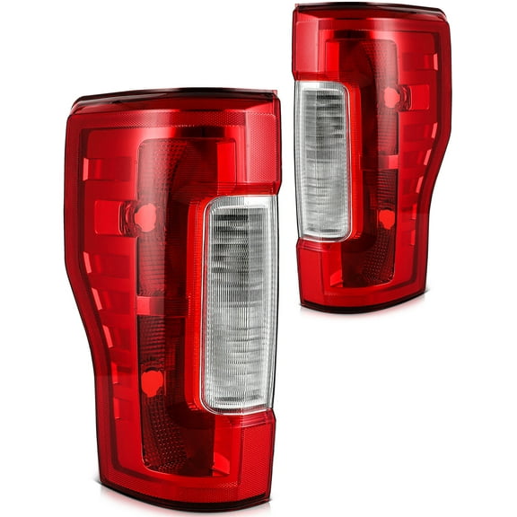ECCPP Tail light Assembly Compatible For Ford F-250 Super Duty 2017-2019,For Ford F-350 Super Duty 2017-2019 Driver and Passenger Side (Chrome Housing Red Lens)