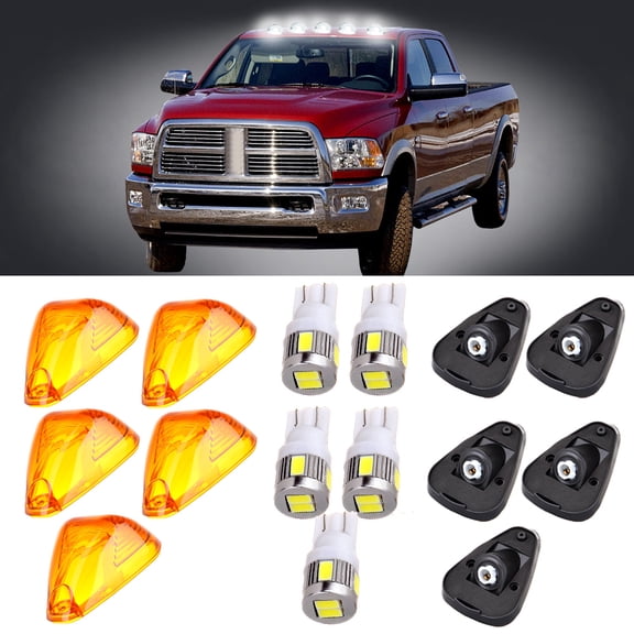 ECCPP Top Clearance Roof Running Covers w/742 Base T10-6-5730-SMD Xenon White LED Bulbs For Ford For E-150 2003-2014 For Ford For E-250 2003-2014 For Ford For E-350 (AmberLen Total 5)