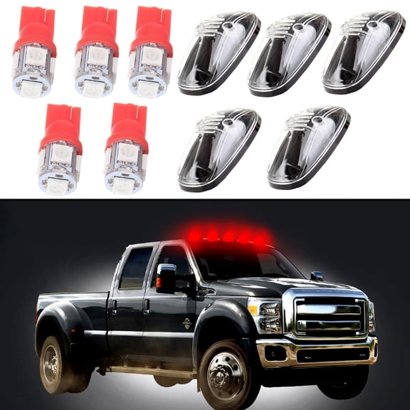 ECCPP Top Roof Running Marker Assembly T10 5-5050-SMD Red LED Bulbs (Clear Len Total)