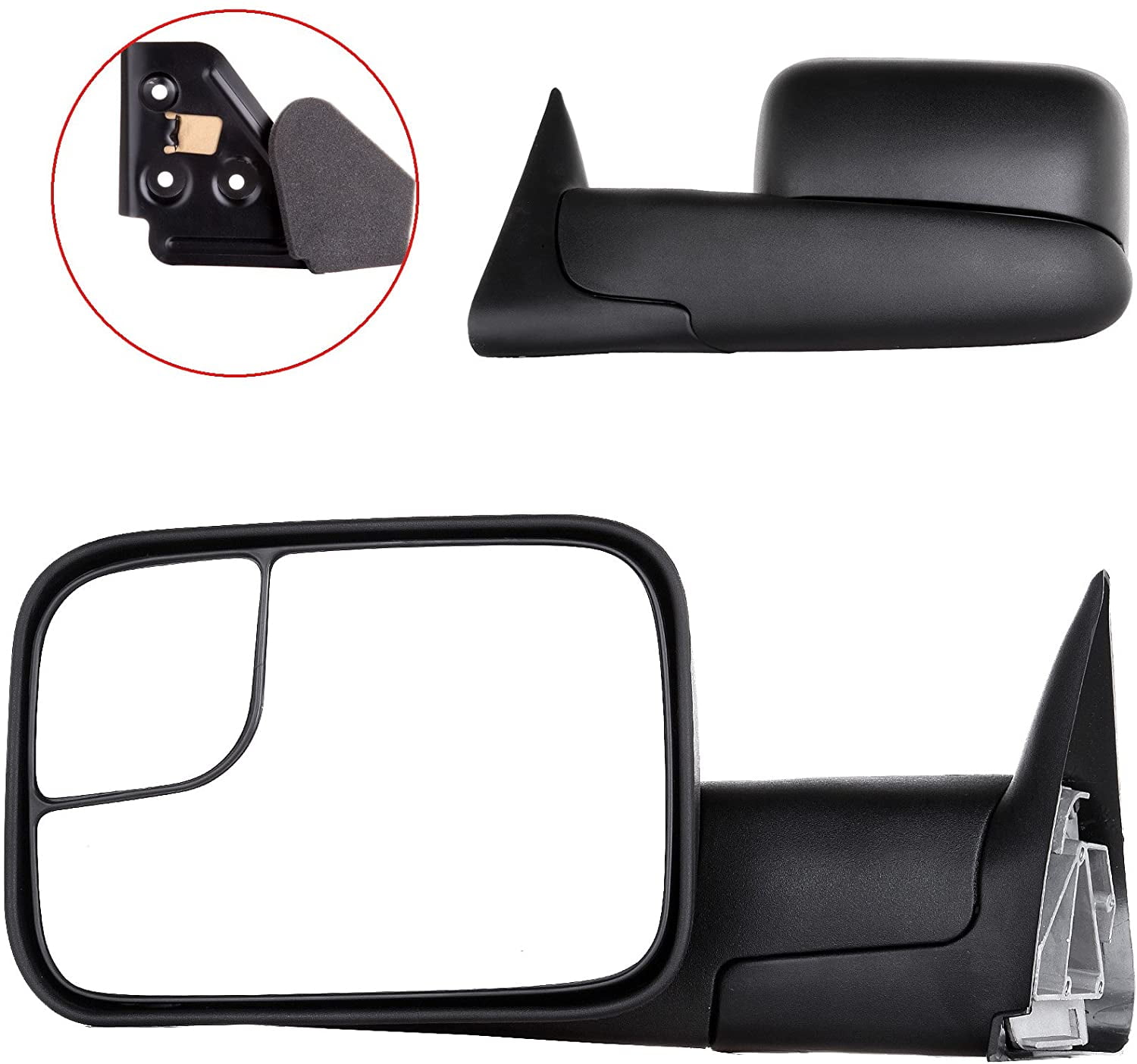 ECCPP Towing Mirror Replacement fit for Dodge 94-01 Ram 1500 94-02 Ram 2500  3500 Pickup Truck Manual Towing Tow Mirror Left Driver and Right Passenger  ...